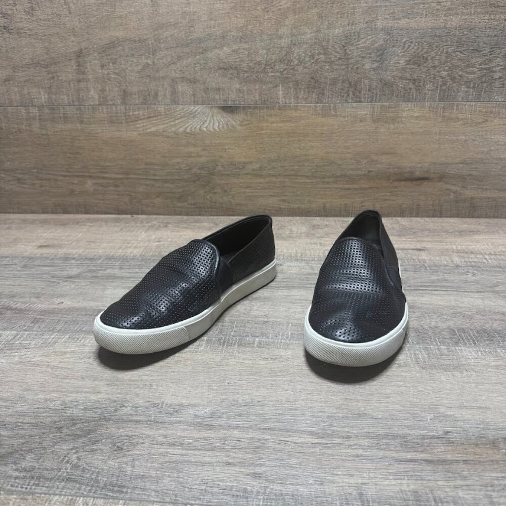 Vince Blair Black Nubuck Leather Perforated Slip On Shoe Women's Size EU 38